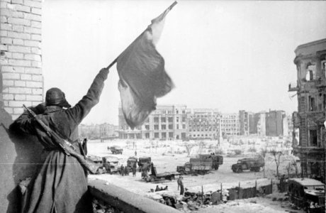 Victorious Soviet Soldier at Stalingrad